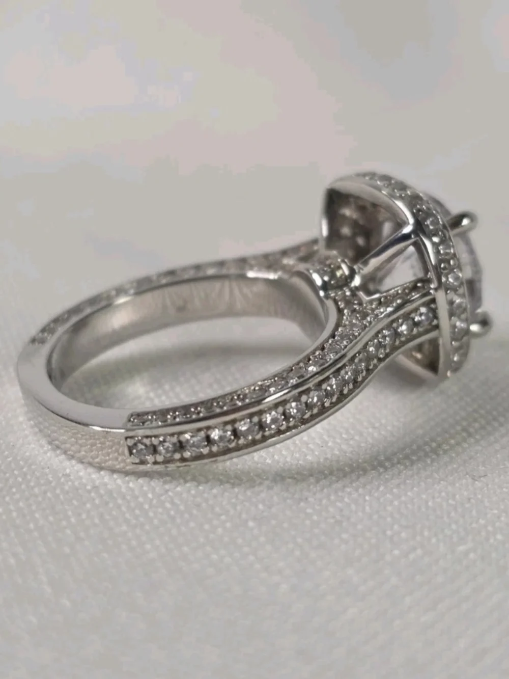 Italo Halo White Sapphire Engagement Ring 925 Sterling Silver Size 5 New in Box